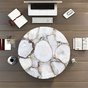 โต๊ะเรซิ่นหินอาเกตขัดเงาทำมือ ลายดอกไม้ทางศาสนา ดีไซน์หรูหรา สีสันปรับแต่งได้ งานฝีมือทันสมัย ใหม่ล่าสุด - Product Image 2