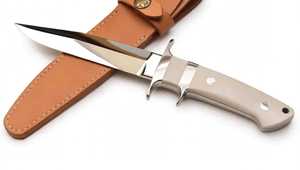 Couteau de survie à lame fixe fait main pour le camping en plein air, outil robuste en acier inoxydable, couteau utilitaire de terrain type Bowie avec manche en os blanc - Product Image 5