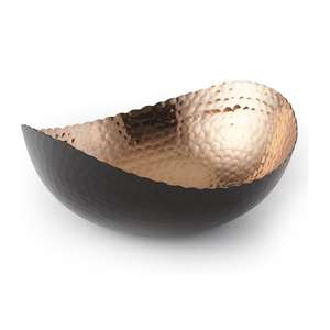 Bol de service décoratif en métal martelé, or et argent, bicolore, avec bord ondulé, pour la décoration de la maison - Product Image 4