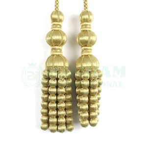 Adorno Decorativo de Borlas Doradas de Lujo con Cuentas Metálicas, Tamaño Personalizado para Vestimenta de Iglesia, Uniformes Ceremoniales y Cortinas - Product Image 3