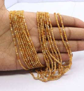 ลูกปัดรูไทล์สีเหลืองธรรมชาติทรงรอนเดลเหลี่ยมเล็ก ขนาด 2-2.5 มม. ความยาว 13 นิ้ว สำหรับทำเครื่องประดับ - Product Image 1