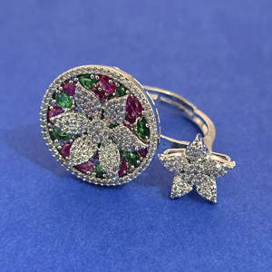Available At Reasonable Price American Diamond <b>Adjustable</b> <b>Ring</b> with Rhodium Plating 444869 - Product Image 2