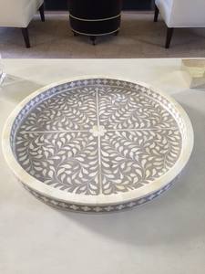 Bandeja de Servir Rectangular de Alta Calidad Hecha a Mano con Diseño Floral e Incrustaciones de Madreperla, Duradera, para Ensaladas, Frutas, Verduras, Hogar y Hotel - Product Image 3