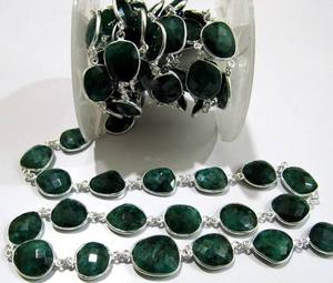 Cadena con Conectores de Esmeralda Briolette de 12 a 15 mm, Bisel de Piedras Preciosas de Forma Irregular, Cadena Vendida por Pie - Product Image 4