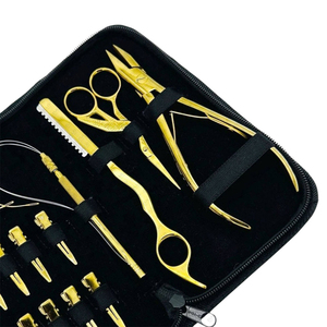 Professional Hair Salon <b>Kit</b> Hand Tied Hair Extension Tools Set with Micro Rings <b>Beads</b> Opener Closer Pliers Loop Sustainable - Product Image 4