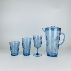 Tropical Pineapple Design Blue Color Plastic <b>Wine</b> Glass <b>Goblet</b> for Party - Product Image 6
