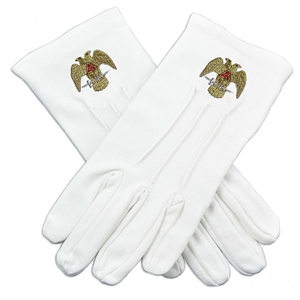 Guantes Masónicos Eminent Commander de Cuero Blanco con Tela de Algodón, Poliéster/Algodón/Metálico, Transpirables, para las Cuatro Estaciones, para Exteriores - Product Image 1
