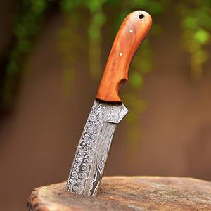 Couteau de chasse et de camping à lame fixe en acier Damas de qualité industrielle, fait main, manche en bois d'olivier, OEM ODM disponible - Product Image 5