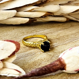 Market Favorite Onyx <b>Rings</b> <b>Dainty</b> Brass <b>Rings</b> For Women 18k Gold Plated Vintage Floral Band Fashion Jewelry Wholesale/OEM/ODM - Product Image 5