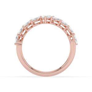 Anillo de oro rosa de 9k con diamantes cultivados en laboratorio, apilables, de forma elegante, corte marquesa y pera, joyería de oro blanco y oro amarillo, brillo radiante. - Product Image 4