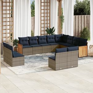 Juego de sofás de jardín de poliratán gris de 12 piezas con cojines - Product Image 1