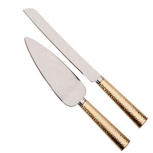 ชุดที่เสิร์ฟเค้กสแตนเลสพร้อมที่จับทรงไข่สีทองชุดมีดเค้กแต่งงานทำจากสเตนเลสสไตล์ใหม่ - Product Image 1