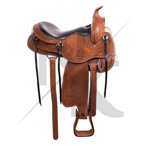 Silla de montar western prémium para equitación en ranchos, cómoda, de cuero, equipo ecuestre, juegos de bridas western para vaqueros - Product Image 3