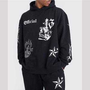 Ensemble survêtement lourd en molleton bouclette français, coupe ample, personnalisé, de luxe, marque privée, avec pantalon de survêtement et sweat à capuche - Product Image 4