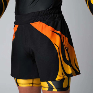Men's Quick Dry Eco-Friendly Breathable 2-in-1 Sports Shorts Double-<b>Layer</b> Running Anti-Slip Side Pockets <b>Mid</b> Waist Knee-Length - Product Image 5