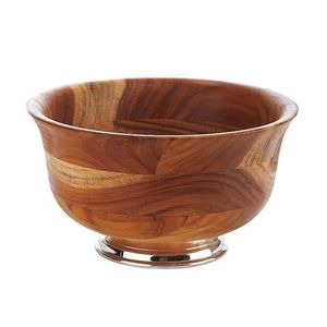 Centre de table exécutif en bois foncé avec piétement en colonne cannelée et bol décoratif en laiton - Product Image 3
