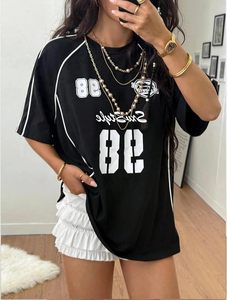 Camisetas Oversize de Jersey Transpirable para Mujer, Estilo Casual Urbano, Tops Lisos con Logo, Venta al por Mayor - Product Image 2