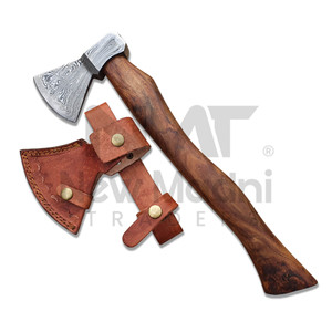 Hacha de acero forjada a mano con mango de madera y funda de cuero para supervivencia al aire libre, hacha OEM personalizada en venta - Product Image 1