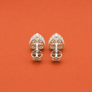 Sparkling Iced Out Double Heart Moissanite Diamond Cluster <b>Studs</b> in 925 <b>Silver</b> - Product Image 5
