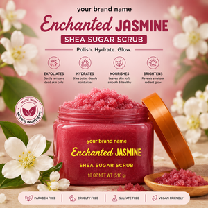 OEM Organic Enchanted Jasmine Shea Sugar <b>Body</b> <b>Scrub</b> Gentle Exfoliating Hydrating Skin Polish with Shea Butter Natural Oil Blend - Product Image 3