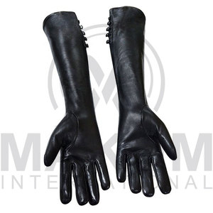 ถุงมือหนังคุณภาพสูง ระบายอากาศได้ดี หนังแกะไม่บุซับใน สีดำ - Product Image 4