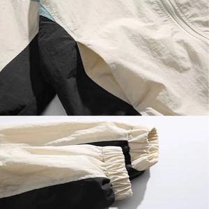 High Quality Custom Logo <b>Men's</b> Lightweight Outdoor Coat Color Patchwork Striped Casual Elastic Bands <b>Running</b> Windbreaker <b>Jackets</b> - Product Image 3