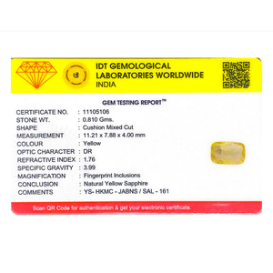 Natural Yellow Sapphire 4.05 Carat Oval Cut Loose Gemstone for Fine Jewelry - Product Image 4