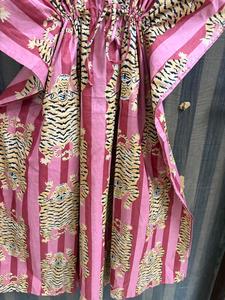 Women 100% Cotton Floral Maxi <b>Kaftan</b> Dress Batwing Sleeves Eco-Friendly Striped <b>Beach</b> Cover Boho Resort Wear Kimono Summer Tunic - Product Image 2