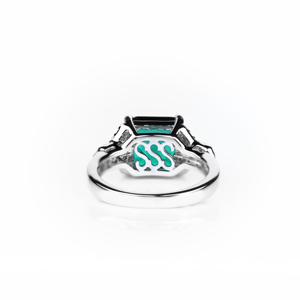 Women's 925 Sterling <b>Silver</b> <b>Emerald</b> Cut Cocktail <b>Ring</b> Rhodium Plated Prong Setting Classic Geometric Fine Jewelry - Product Image 4
