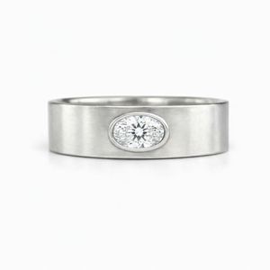 Oval Cut Moissanite <b>Mens</b> <b>Ring</b> 925 Sterling Silver White Gold Plated Modern Engagement Band Minimalist Statement <b>Ring</b> - Product Image 1