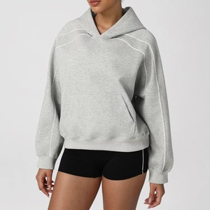 Sudaderas con capucha para mujer al por mayor, con bloques de color, top de yoga, para gimnasio y deportes, holgadas, cálidas, transpirables, con bolsillo - Product Image 4