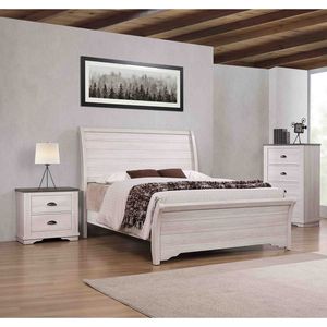 Comodino Rustico Contemporaneo in Legno Grigio Gesso con Due Cassetti, Mobiletto da Comodino 1 Pezzo - Product Image 6