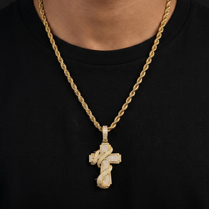 iced out thorned <b>cross</b> <b>pendant</b> necklace for <b>men</b> hip hop cubic zirconia cz simulated diamond silver gold plated religious jewelry - Product Image 6