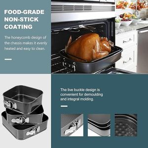 Set di Teglie per Torte con Fondo Rimovibile, Antiaderenti in Acciaio al Carbonio, 3 (4, 7, 9 Pollici) Teglie Quadrate per Cheesecake - Product Image 5