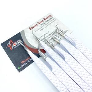 Pince à cils japonaise en acier inoxydable 90 à 45 degrés, extensions de cils en fibre durable enduites de poudre blanche, type pointu - Product Image 2