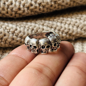 Fashionable Unique Latest Skull <b>Ring</b> Gothic Brass <b>Rings</b> Men Oxidized Silver Finish Punk Skeleton Bands <b>Chunky</b> Jewelry Wholesale - Product Image 5