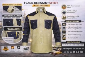 Camisas de Trabajo de Soldadura Resistentes al Fuego, Nivel CAT2, con Protección Contra Vapores, Mangas de Algodón de Alta Visibilidad, Resistencia al Calor de 300C-500C - Product Image 2