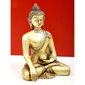 Sculpture de Bouddha Bhumisparsha en laiton de 6 pouces faite à la main petit article fabriqué en Inde - Product Image 3