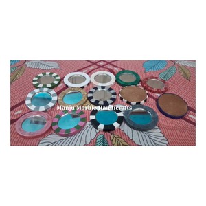 Circular Multi Color Sea Shell Customize Size And Design Inlay Gemstone High Quality Mirrors For Holiday Decorations - Product Image 1