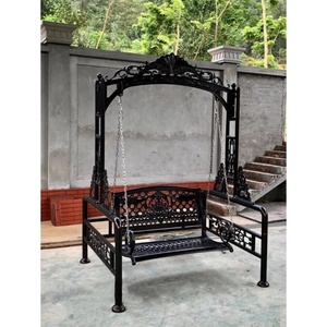 Wrought iron garden <b>swing</b> – Exquisite patterned design, rust-resistant, easy to assemble – Custom-made wrought iron <b>swing</b> - Product Image 5