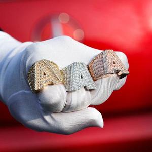 Luxury Letter A <b>Cocktail</b> <b>Ring</b> 18K <b>Gold</b> Plated Diamond Pave Setting Unisex Everyday Wear Fine Jewelry - Product Image 1