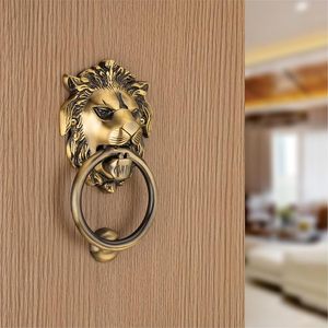 Handcrafted Vintage Brass Lion Head Door Knocker Heavy Duty Decorative Front Door Ring Knocker <b>Rustic</b> Antique Entryway Hardware - Product Image 1