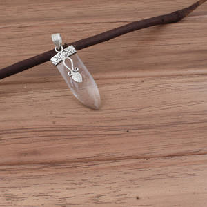 Collier en cristal de zircon clair, argent sterling 925, plaqué platine vintage, bijoux énergétiques de guérison Reiki, cristal pointu authentique - Product Image 3