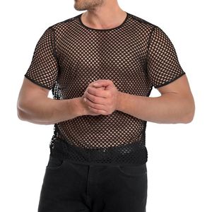 Chemise à manches courtes en maille transparente Black Diamond, extensible, respirante, coupe ajustée, légère, vente en gros, chemises en maille pour hommes - Product Image 3