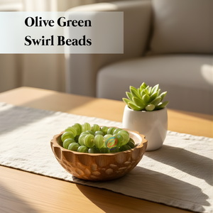 Perles en verre rondes rayées vert clair |   Perles entretoises lisses faites à la main 12x16mm pour la fabrication de bijoux et les loisirs créatifs - Product Image 6