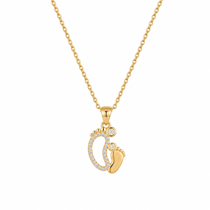Collier pendentif empreinte de bébé en diamant de laboratoire pour femme, or 10K 14K 18K et argent 925 935, bijoux fins - Product Image 3