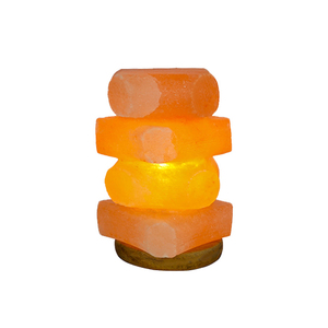 Lampe en sel rose de l'Himalaya, technique artisanale, forme naturelle, base en bois, décoration moderne pour la maison, éclairage d'ambiance, décoratif - Product Image 1
