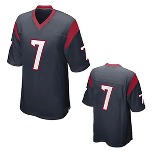 V Neck American Football Jersey Dark Blue Red Accents Short Sleeve Men's Moisture Wicking Regular Fit - Product Image 6