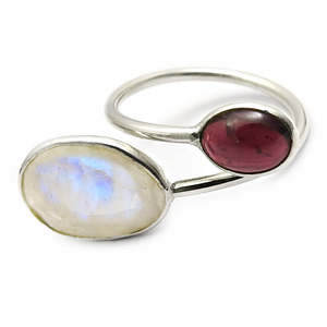 Natural Garnet & Rainbow Moonstone Gemstone Bohemian <b>Rings</b> Handmade High-grade <b>925</b> Sterling <b>Silver</b> Jewelry With Elegant Look - Product Image 1