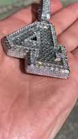 Pendentif personnalisé en diamant de laboratoire numéro 4, serti pavé en or blanc, plaqué rhodium, argent 925, or 10K 14K, 2,5 pouces, style Hip Hop